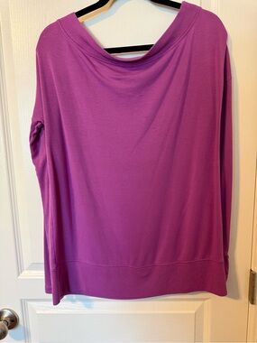 Athleta Magenta Long-Sleeve Boatneck Sweatshirt
